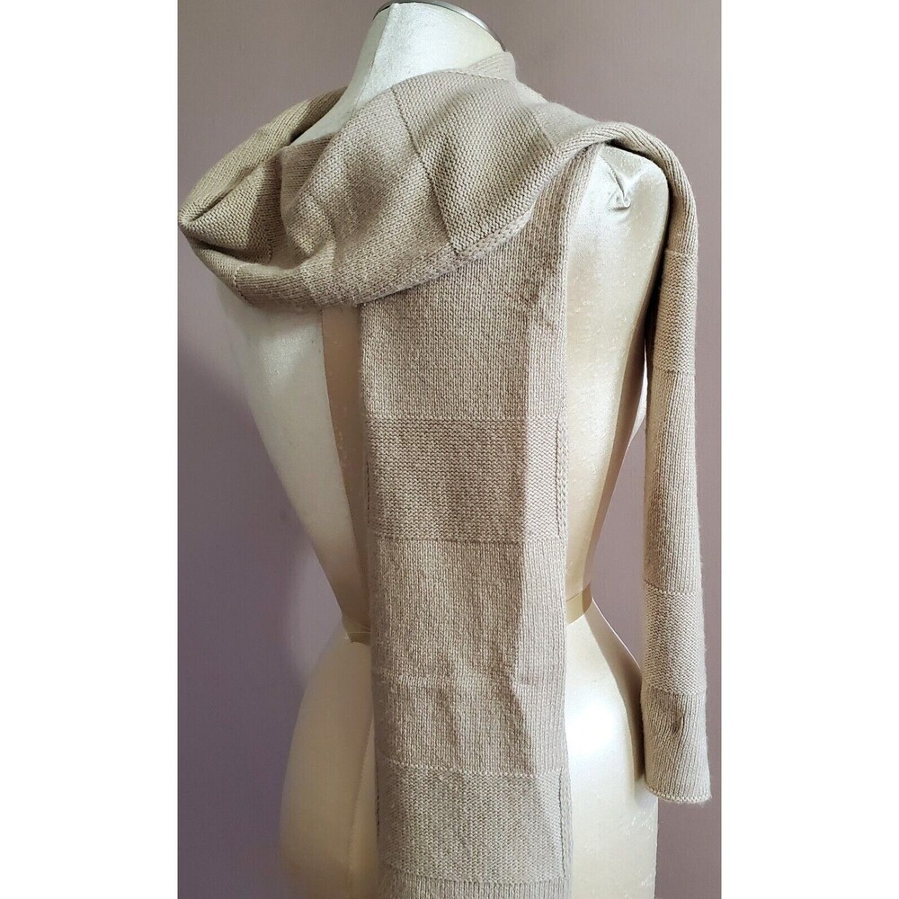 Fossil Scarf Beige Knit 6x78" Soft Warm Wool Blend Warm Preppy 80s Unisex Retro